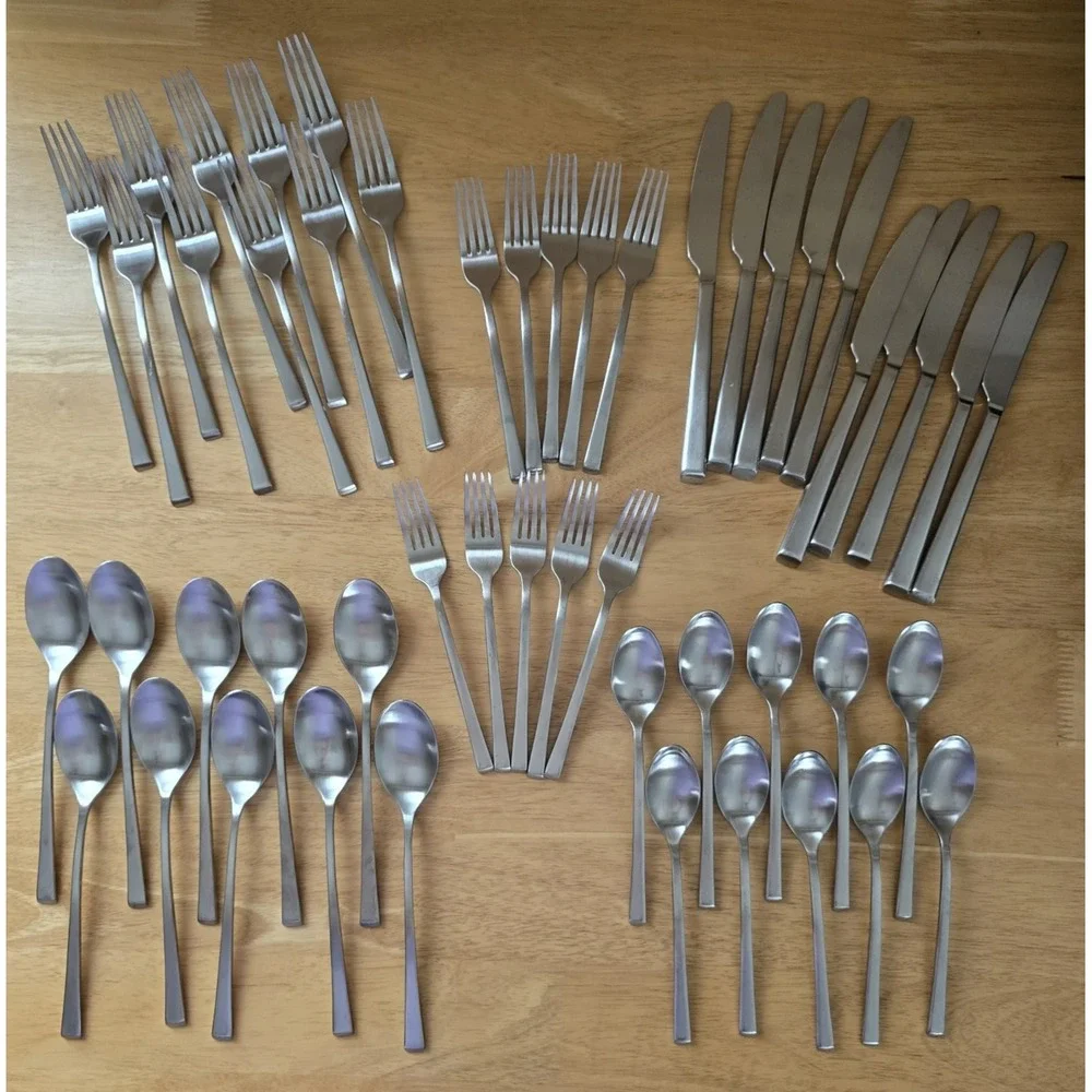 Cambridge Stainless Flatware 50 Pc Set Service for 10 Satin Tapered Handles